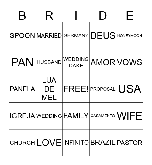 Milla's Bingo Card