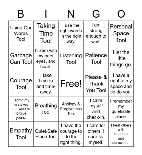 The Toolbox Bingo Card