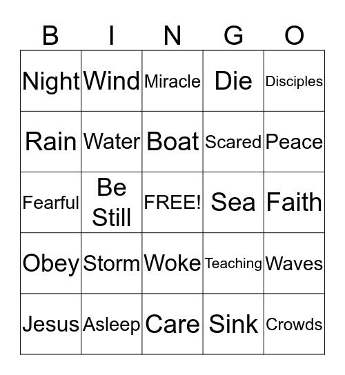 JESUS CALMS THE STORM Bingo Card