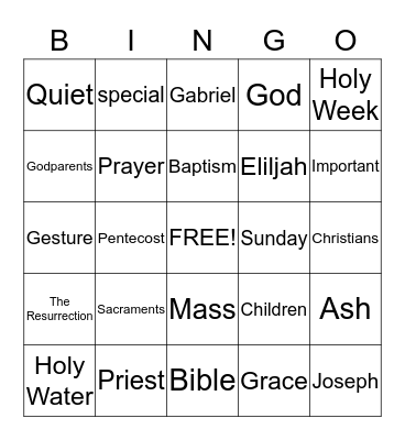 Alleluia Bingo Card