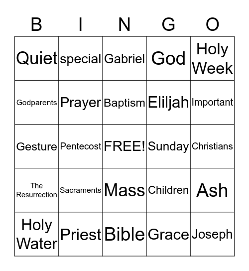Alleluia Bingo Card
