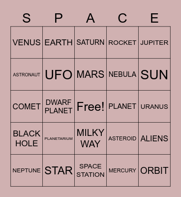 The planetarium Bingo Card