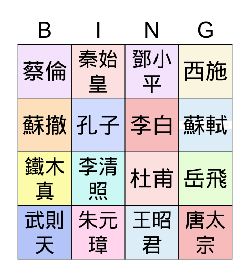 高一禮線上班會 May 21, 2021 Bingo Card