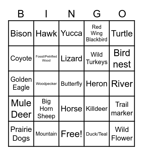 North Dakota and South Dakota Bingo Card