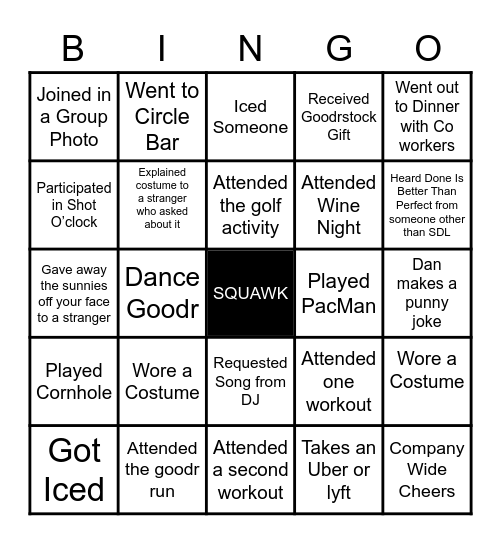 Goodrstock 14 Bingo Card