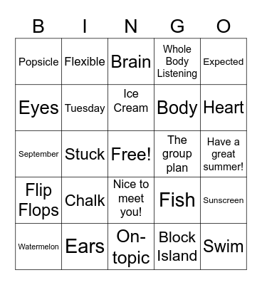 Social Group Bingo Card