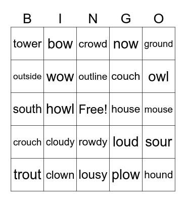ow and ou BINGO Card
