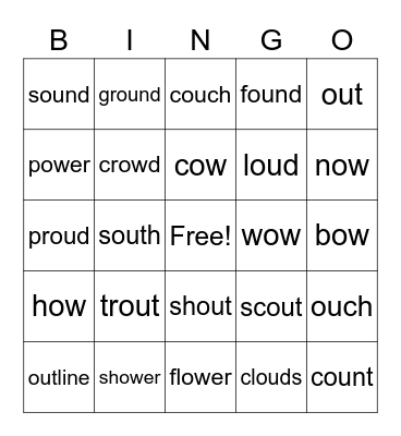 ow and ou BINGO Card