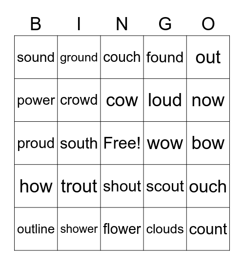 ow and ou BINGO Card