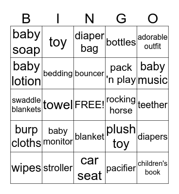 Katie's Jungle Shower! Bingo Card