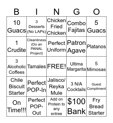 Brunch Bingo Card