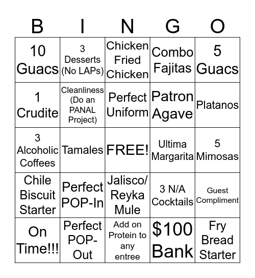 Brunch Bingo Card