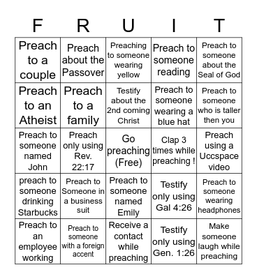 Ten Talents Movement  Bingo Card