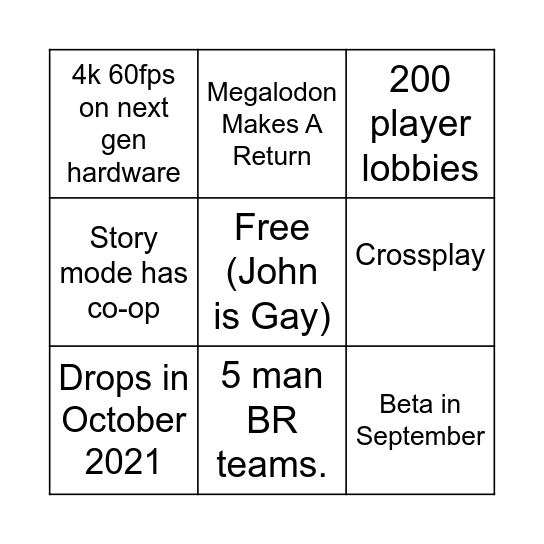 Battlefield 6 Bingo Card