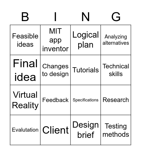 Digital Design Bingo Card