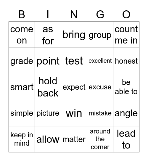 Hanlin B4 U6 Vocabulary Bingo Card