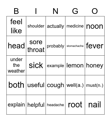 Hanlin B4 U5 Vacabulary Bingo Card