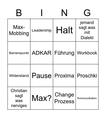 PROSCI Bingo Card