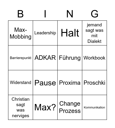 PROSCI Bingo Card