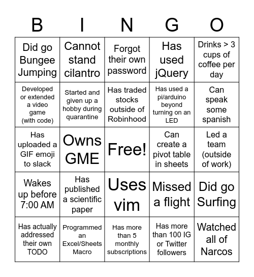 Bingo Buzz Bingo Card