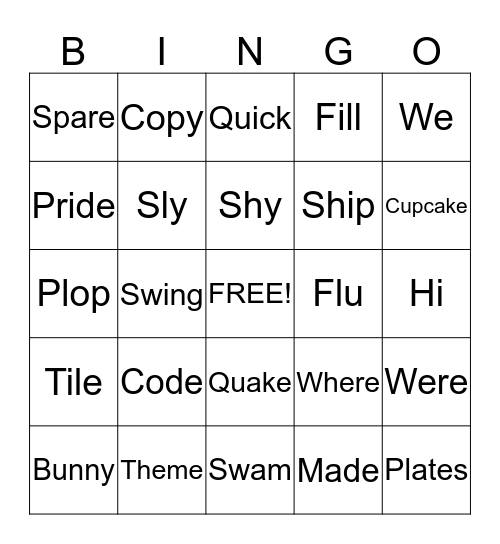 Wilson Review Bingo Card