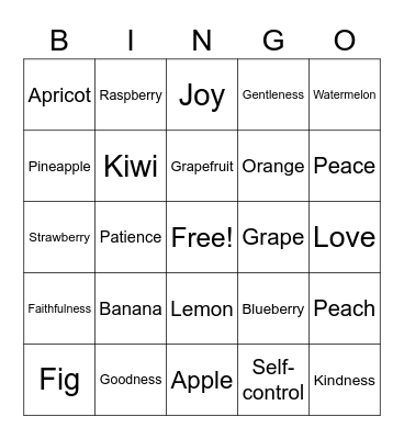 Fruits Bingo Card