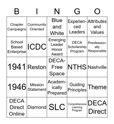 DECA DAY BINGO Card