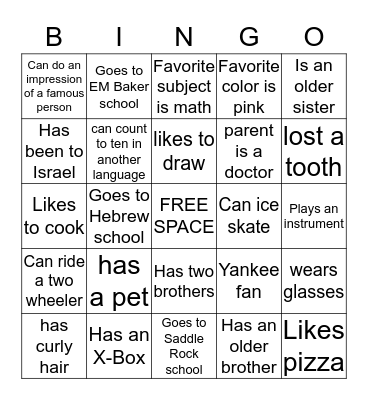 Human Bingo Card