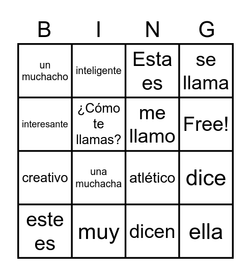 SOMOS, UNIT 1.1 Bingo Card