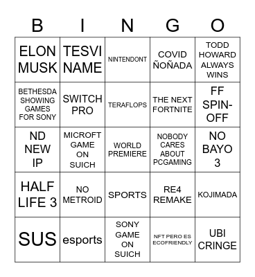 E3 - HENS Bingo Card