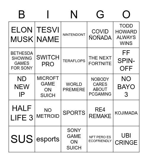 E3 - HENS Bingo Card