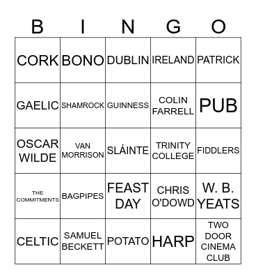 St. Paddy's Day BINGO Card