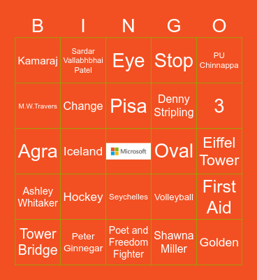 Microsoft Trivia Bingo Card