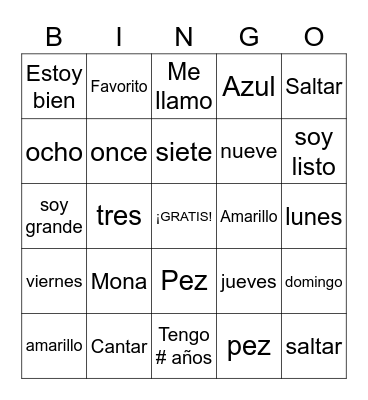 Calico A Bingo Card
