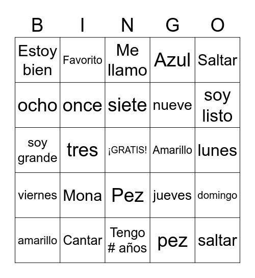 Calico A Bingo Card