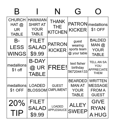 SCAVENGER/SELLING HUNT  Bingo Card