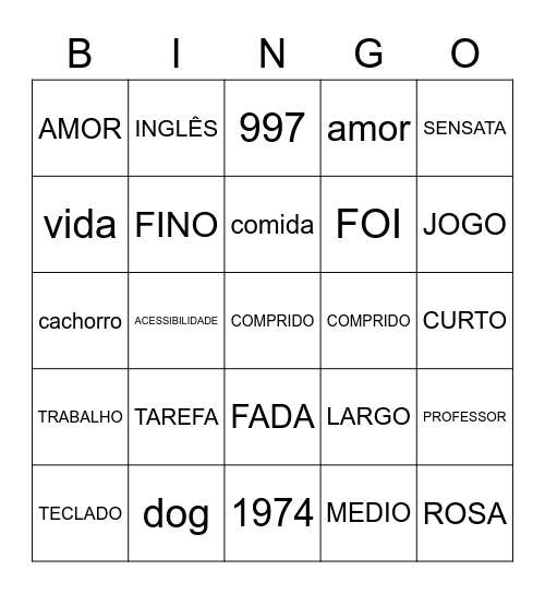 PESSOAS COM DEFICIÊNCIA Bingo Card