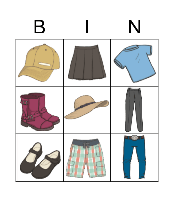 Clothes With Pictures Bingo Card