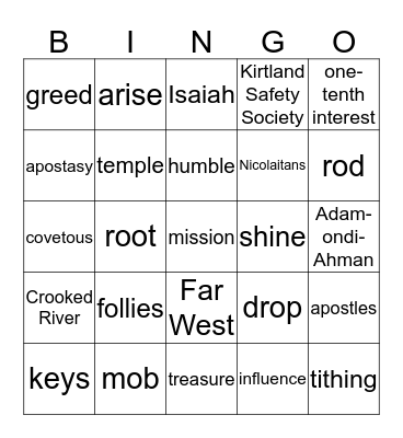 Doctrine & Covenants 111-119 Bingo Card