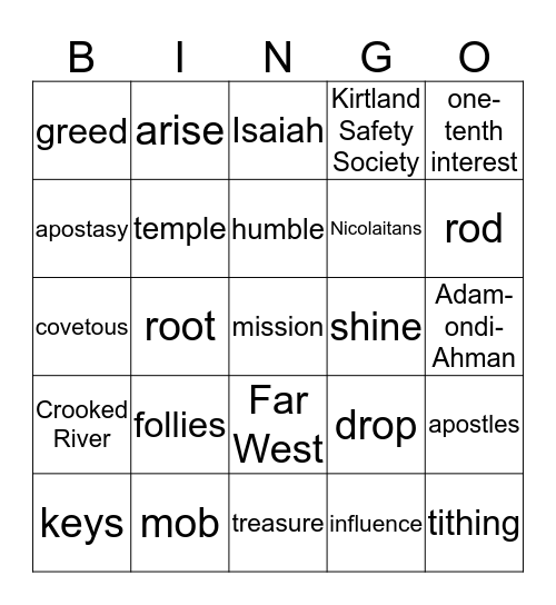 Doctrine & Covenants 111-119 Bingo Card