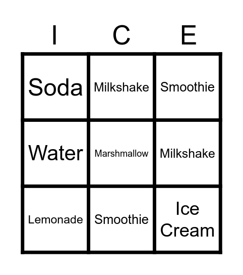 Ice Cream Truck Bingo Card