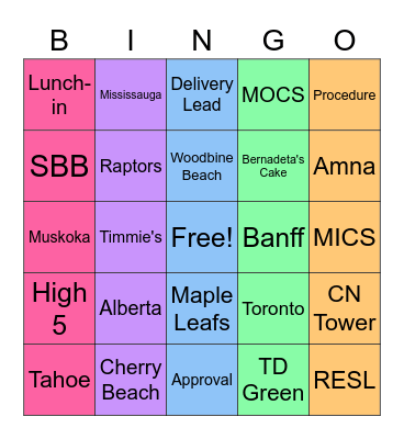 TD P&ID - Canada Bingo Card