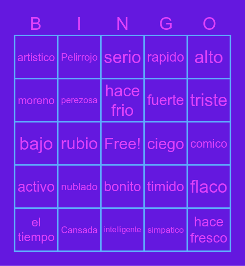 espanol bingo! Bingo Card