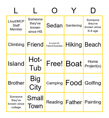 EOY Lloyd St. Bingo Card