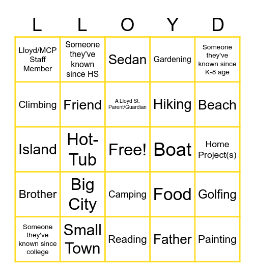 EOY Lloyd St. Bingo Card