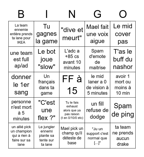 Bingo de on joue Bingo Card