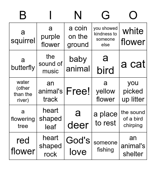 Riverwalk Bingo Card Bingo Card