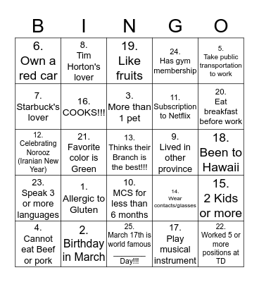 MCS Conference March 17 Bingo Card