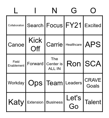 CENTRAL LINGO BINOG Bingo Card