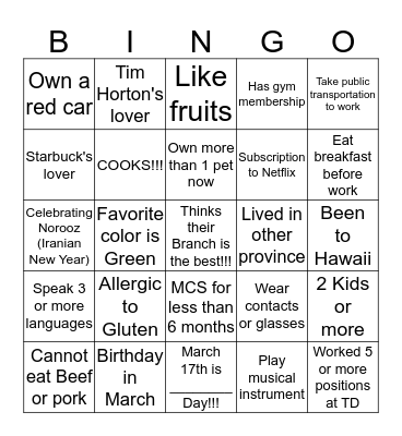 MCS Conference March 17 Bingo Card
